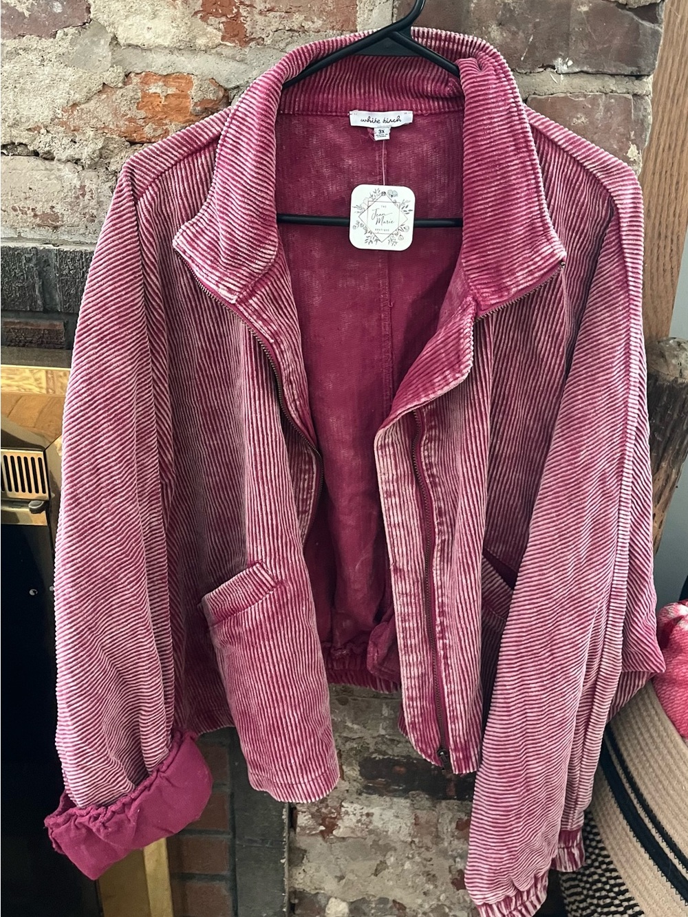 white birch Rose Corduroy Zip Jacket